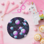 Solarleuchte | Cosmic Blue Lila Pink Planet Pappteller (Party)