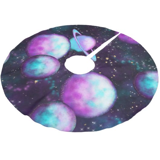 Solarleuchte | Cosmic Blue Lila Pink Planet Polyester Weihnachtsbaumdecke (Schrägansicht)