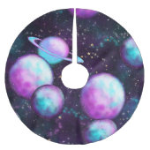 Solarleuchte | Cosmic Blue Lila Pink Planet Polyester Weihnachtsbaumdecke (Vorderseite)