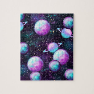 Solarleuchte   Cosmic Blue Lila Pink Planet Puzzle