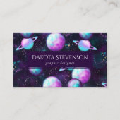Solarleuchte | Cosmic Blue Lila Pink Planet Visitenkarte (Vorderseite)