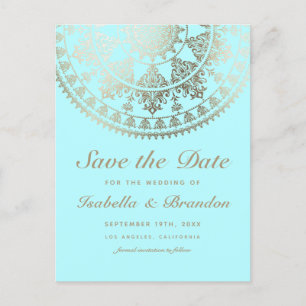 SolarMandala, der Save the Date Postkarten-Gold Ankündigungspostkarte