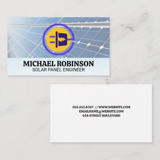 Solarmodule | Elektrisches Plug-Logo Visitenkarte (Vorne/Hinten)