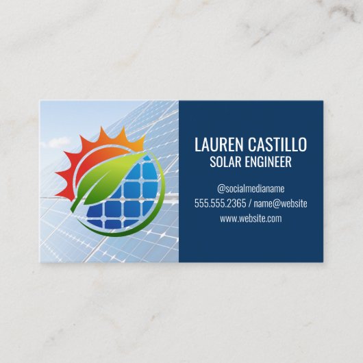 Solarmodule | Energie Logo | Moderne Technik Visitenkarte (Vorderseite)