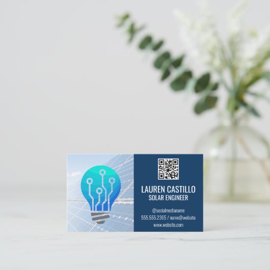 Solarmodule | Light Bulb | QR-Prüfcode Visitenkarte (Stehend Vorderseite)