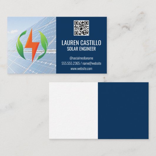 Solarmodule | QR-Code | Logo "Saubere Energie" Visitenkarte (Vorne/Hinten)