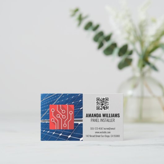 Solarmodule | QR-Code | Technisches Logo Visitenkarte (Stehend Vorderseite)