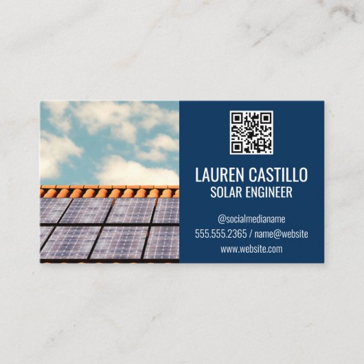 Solarpaneeldach | QR Scan Code Business Card Visitenkarte (Vorderseite)