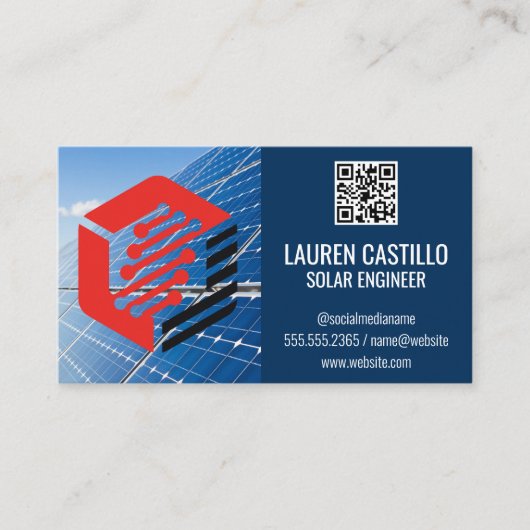 Solarpaneele und technische Energie Visitenkarte (Vorderseite)