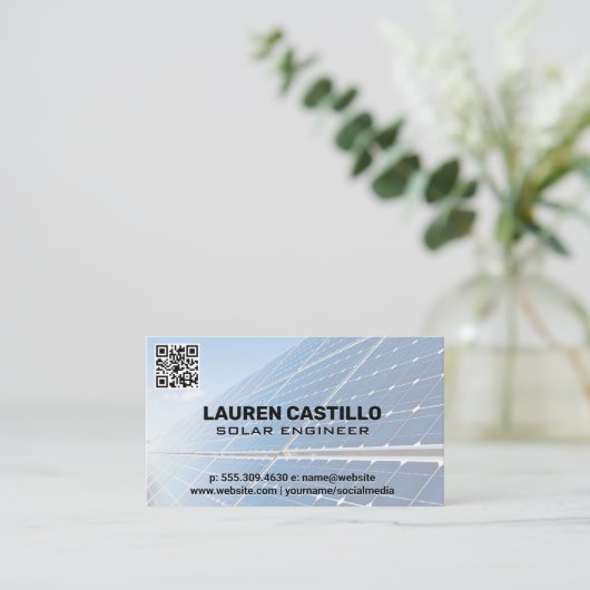 Solarpaneeltechnik | QR-Prüfcode Visitenkarte (Stehend Vorderseite)