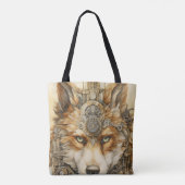 Solarpunk Red Wolf Steampunk Inspiration Tasche (Rückseite)