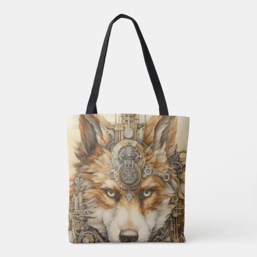 Solarpunk Red Wolf Steampunk Inspiration Tasche (Rückseite)