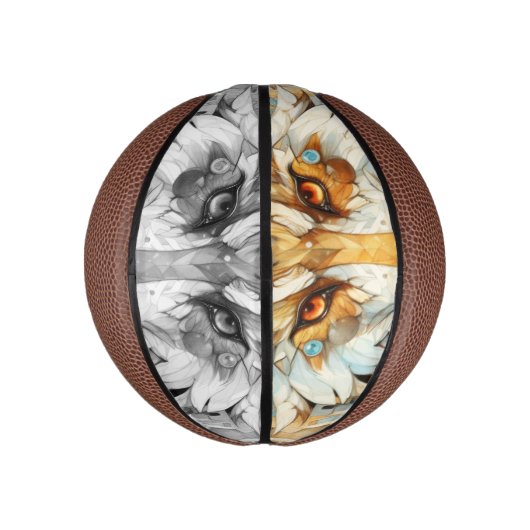 Solarpunk Rot und Weißer Wolf Mini Basketball (Vertikal)