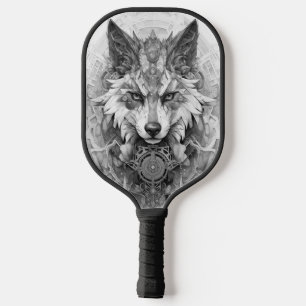 Solarpunk Roter und Weißer Wolf Pickleball Schläger