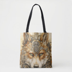 Solarpunk Roter Wolf Steampunk-Inspiration Tasche