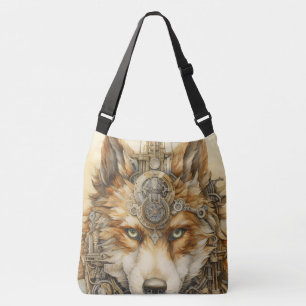 Solarpunk Roter Wolf Steampunk-Inspiration Tragetaschen Mit Langen Trägern