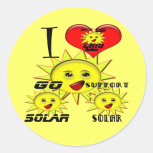 Solarstrom Süße Sonnen Design Werbeartikel  Runder Aufkleber