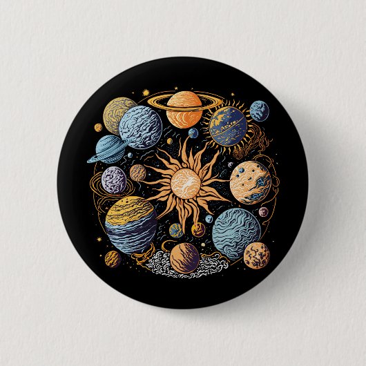 Solarsystem-Grafikdesign Button (Vorderseite)