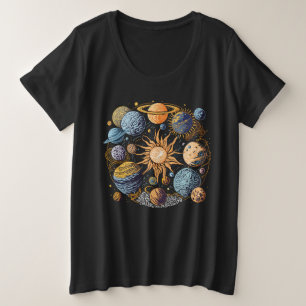 Solarsystem-Grafikdesign Große Größe T-Shirt