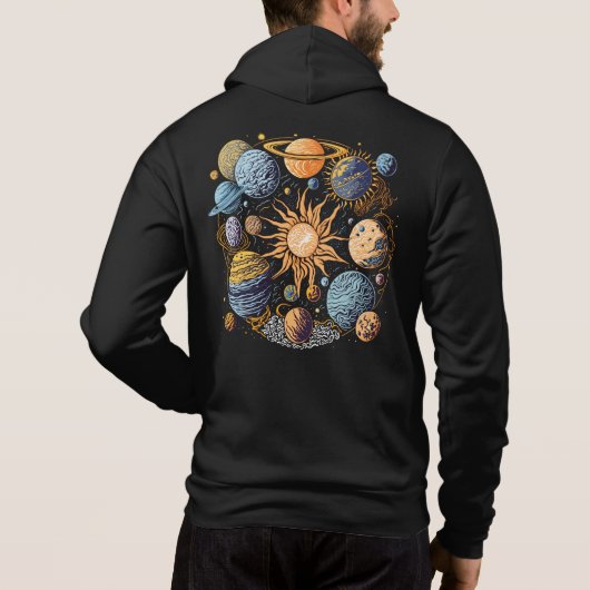 Solarsystem-Grafikdesign Hoodie (Rückseite)