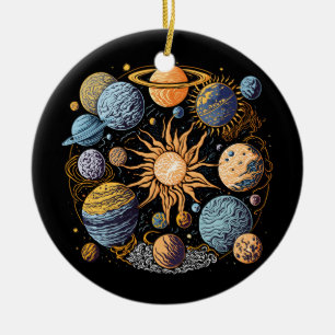 Solarsystem-Grafikdesign Keramik Ornament