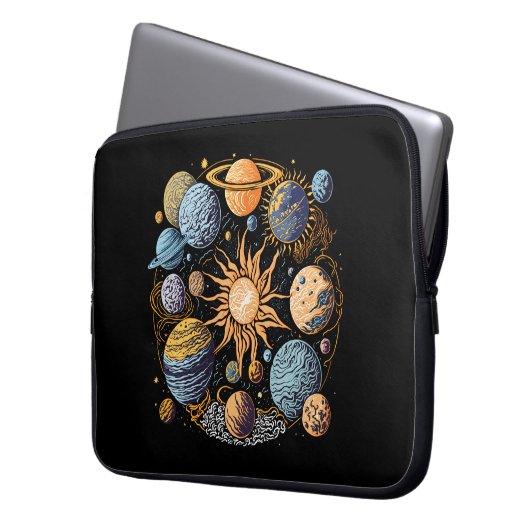 Solarsystem-Grafikdesign Laptopschutzhülle (Vorderseite Links)