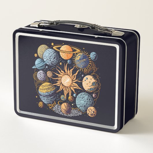 Solarsystem-Grafikdesign Metall Brotdose (Rückseite)