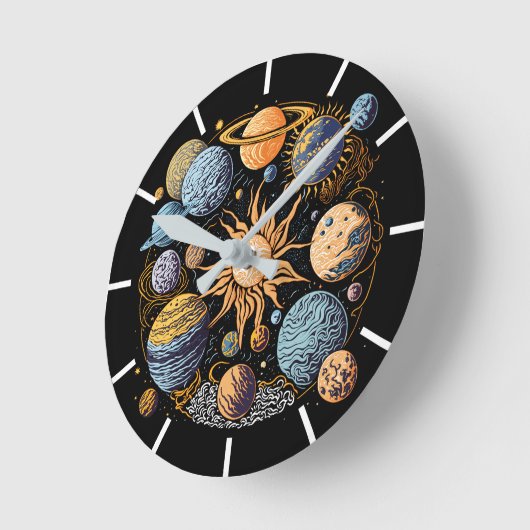 Solarsystem-Grafikdesign Runde Wanduhr (Winkel)