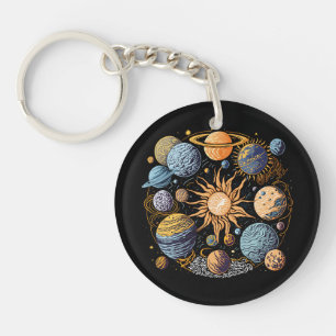 Solarsystem-Grafikdesign Schlüsselanhänger