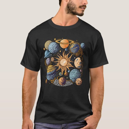 Solarsystem-Grafikdesign T-Shirt (Vorderseite)