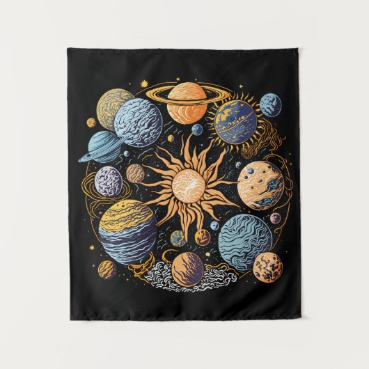 Solarsystem-Grafikdesign Wandteppich (Vorderseite)