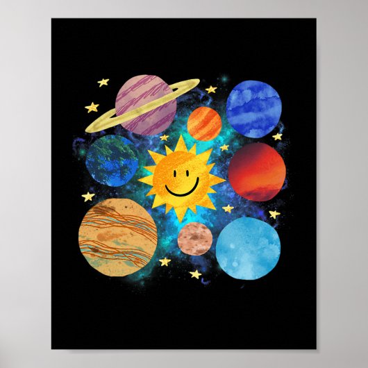 Solarsystem Planets Astronomie Weltraumwissenschaf Poster (Vorne)