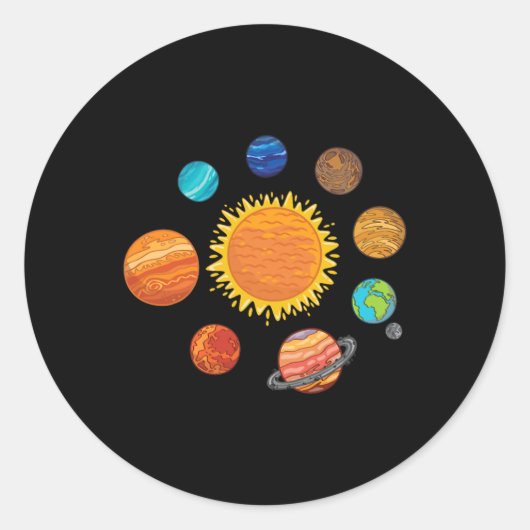Solarsystem Planets Astronomie Weltraumwissenschaf Runder Aufkleber (Vorderseite)