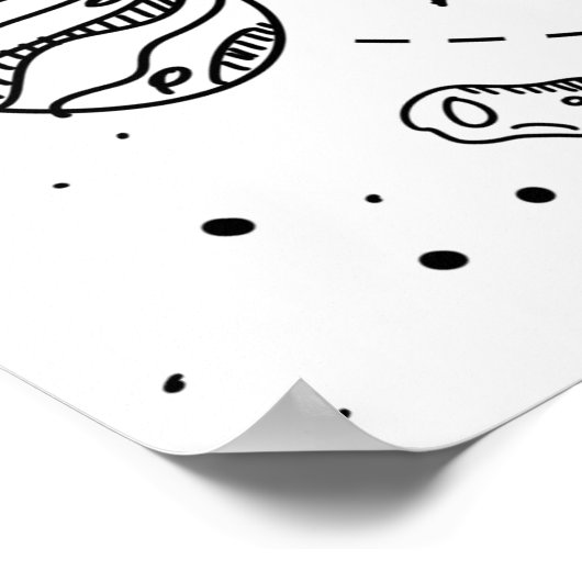 Solarsystem-Poster (schwarz und weiß) Poster (Ecke)