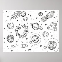 Solarsystem-Poster (schwarz und weiß)