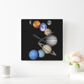 SolarSytem Montage Quadratische Wanduhr (Zuhause)