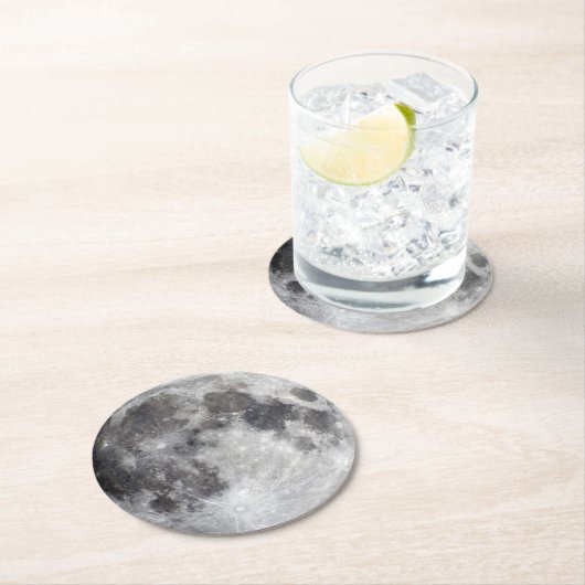 SolarUntersetzer - Papiermond 2, Set von 6 Runder Pappuntersetzer (Vor Ort)