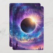 Solarzelle Eclipse & Celestis Stars Kosmischer Him Einladung (Vorne/Hinten)