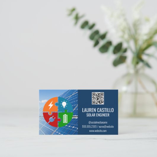 Solarzellen und Batterieenergie für den Power Visitenkarte (Stehend Vorderseite)