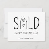 Sold Happy Closing Day Real Anwesen Heart House Karte (Vorderseite)