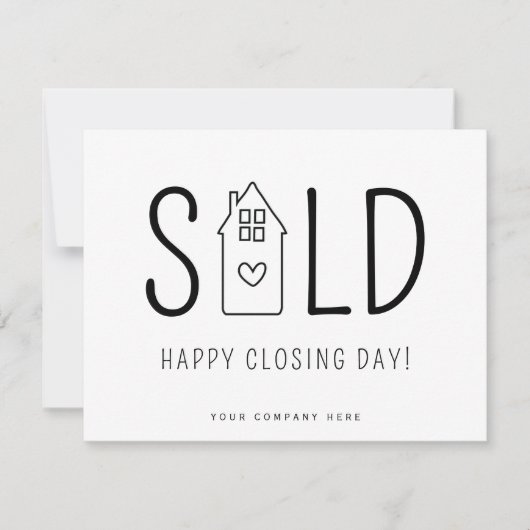 Sold Happy Closing Day Real Anwesen Heart House Karte (Vorderseite)