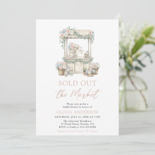 Sold Out flower Farmer Market Bridal Shower Einladung (Stehend Vorderseite)