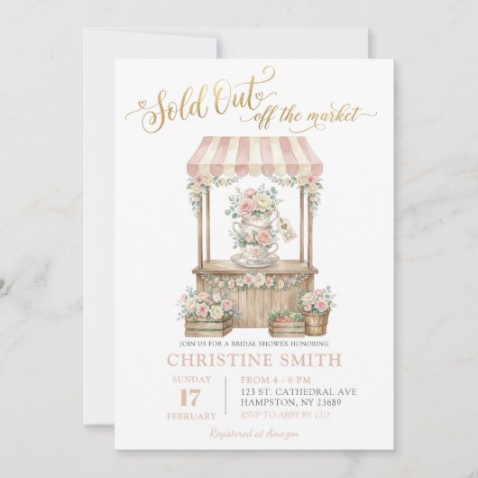 Sold Out flower Farmer Market Bridal Shower Einladung (Vorderseite)