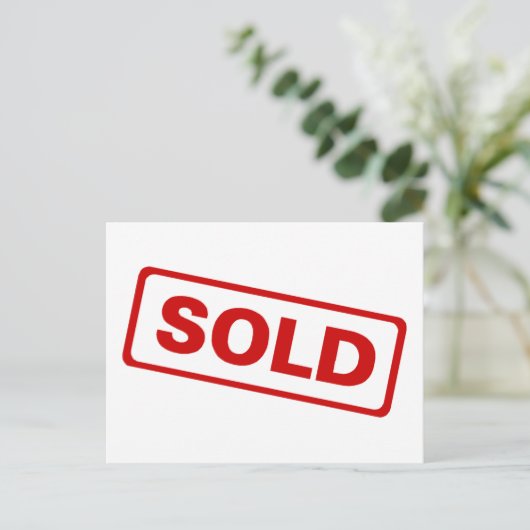 Sold Sign Postkarte (Stehend Vorderseite)