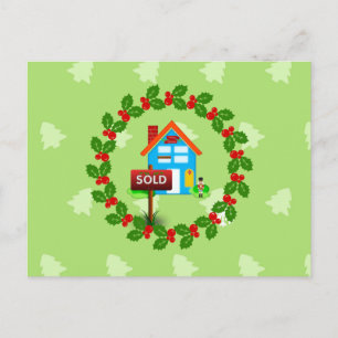 Sold Sign, Realtors festliches Weihnachtsdesign Postkarte