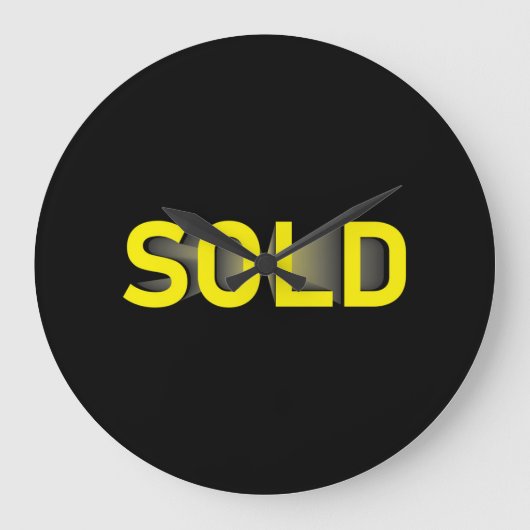 sold sign yellow black große wanduhr (Vorderseite)