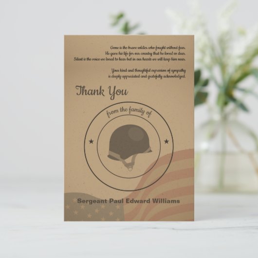 Soldat Begräbniskarte Dankeskarte (Stehend Vorderseite)