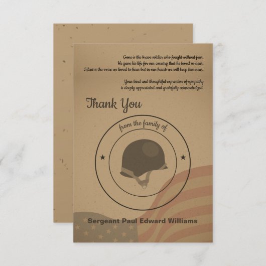 Soldat Begräbniskarte Dankeskarte (Vorne/Hinten)