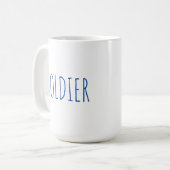 Soldat-blaue Schriftart-Kaffee-Tasse Kaffeetasse (Vorderseite Links)