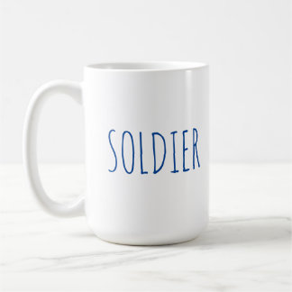 Soldat-blaue Schriftart-Kaffee-Tasse Kaffeetasse